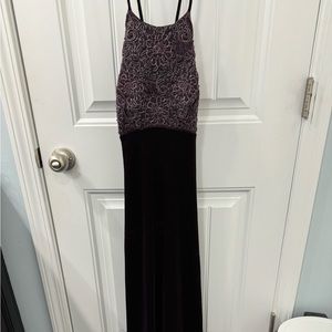Dark purple velvet dress open back size small
